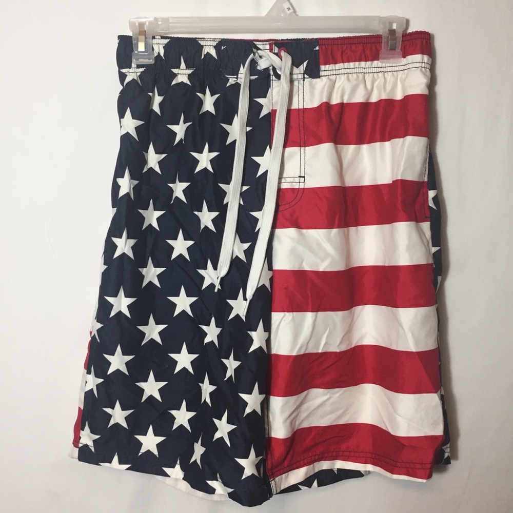 [Faded Glory] swim trunks pockets patriotic 32/34